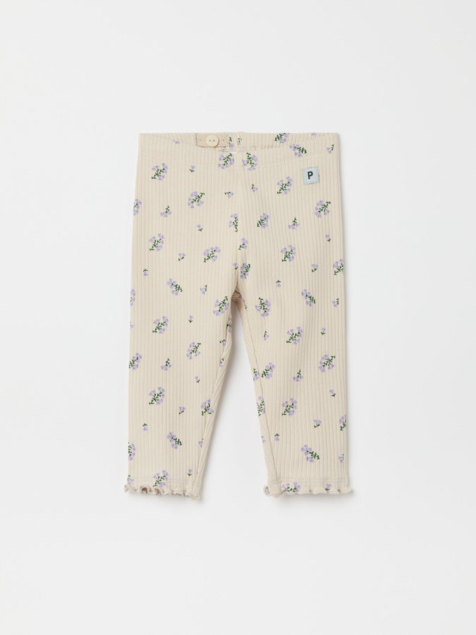 Ribbestrikket tights baby blomster