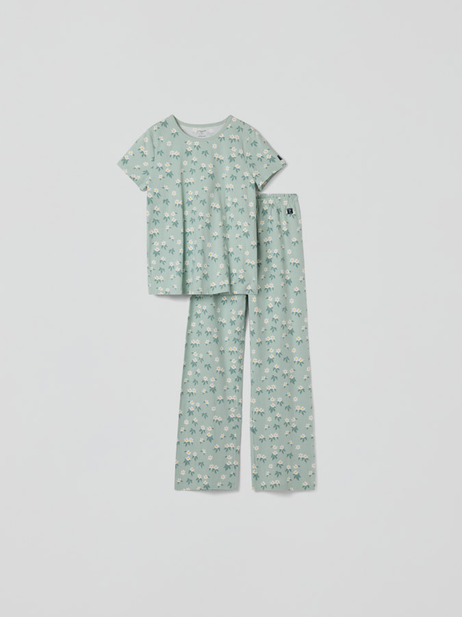 Kortermet pyjamas voksen blomster