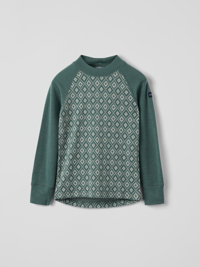 Langermet undertrøye merinoull jaquard Langermet undertrøye merinoull jaquard