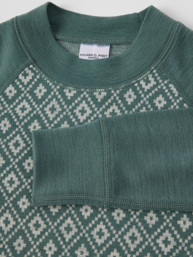 Langermet undertrøye merinoull jaquard Langermet undertrøye merinoull jaquard