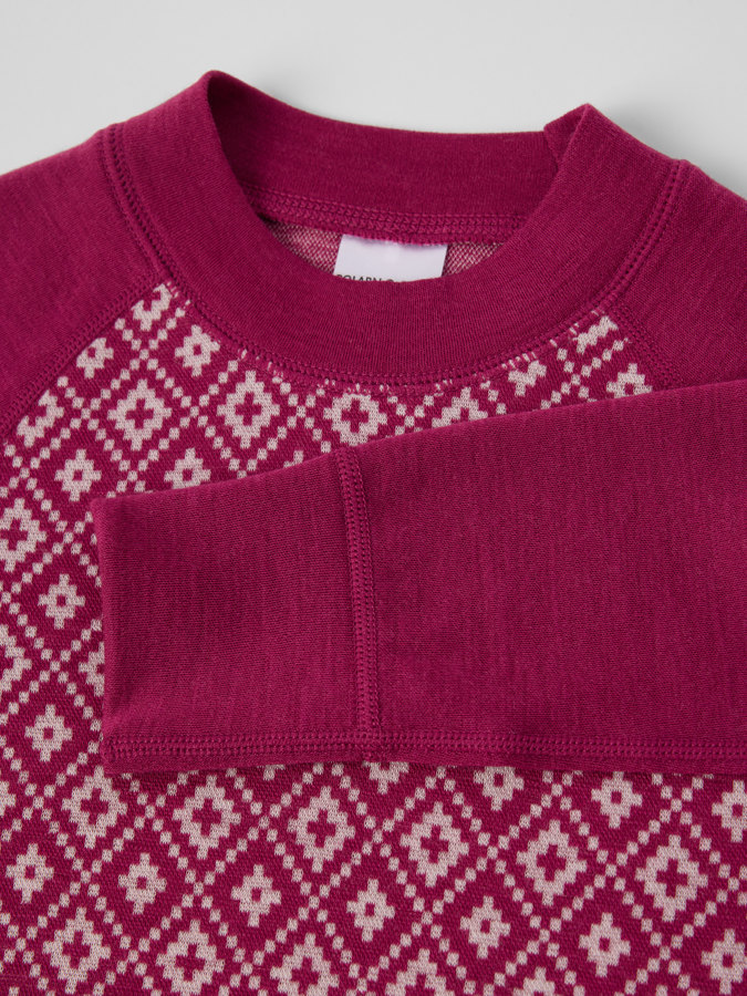 Langermet undertrøye merinoull jaquard Langermet undertrøye merinoull jaquard